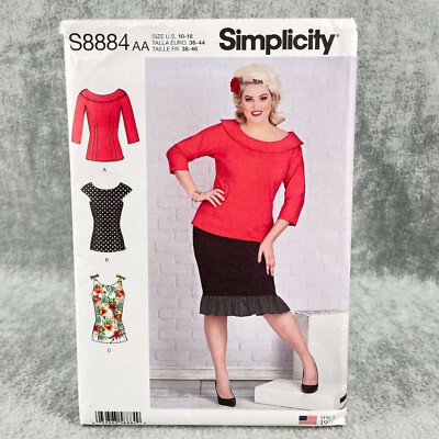 Simplicity 8884 Fitted Tops w Princess Seams Misses Size 10 18 Sewing Pattern