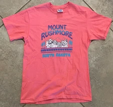 Vintage Single Stitch T-Shirt Mount Rushmore South Dakota Pink Size Medium