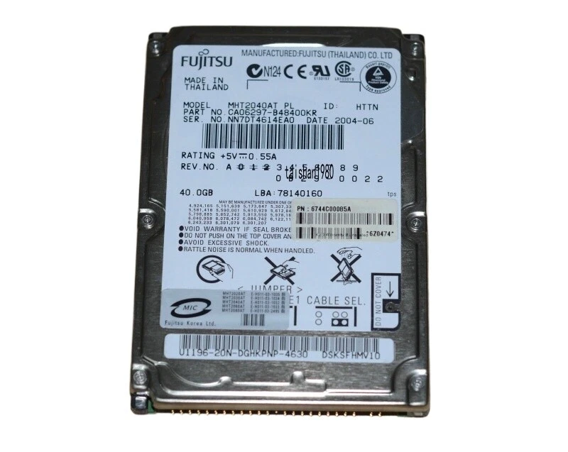 Fujitsu 40 GB,Internal,4200 RPM,2.5" MHT2040AT HDD NEW - Image 3 of 4