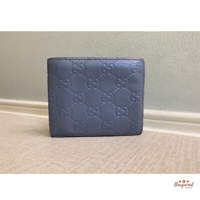 専用4 Authentic GUCCI Light Gray GG Guccissima Leather Bifold Men's