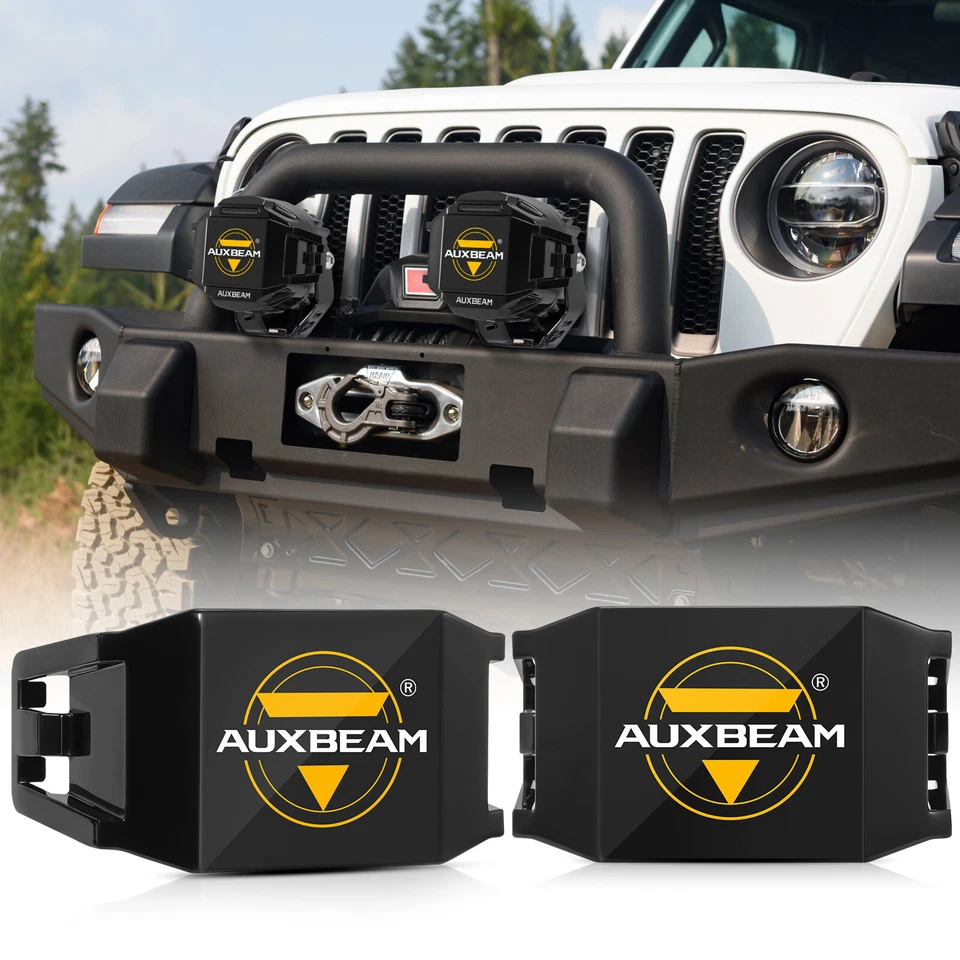 2x AUXBEAM 4" LED pods luzes de direção âmbar e capas pretas para Jeep Cherokee XJ - Imagem 3 de 4