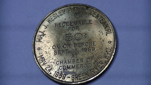 Moneda de recuerdo de medio dólar Green River Wyoming 1969 J Wesley Powell - Imagen 16 de 17