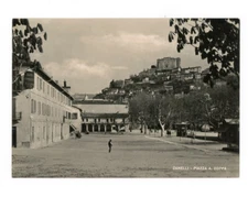 Canelli Piazza Zoppa Cartolina Animata Viaggiata Banca Commerciale Insegna