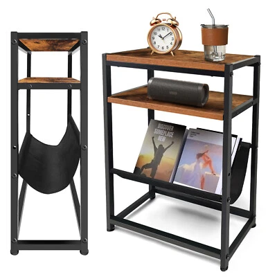 DAYPLUS Narrow Side Table, Bedside Table w/ Storage Shelves Magazine Rack End Table 2025