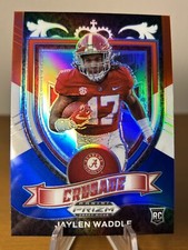2021 Panini Draft Picks Jaylen Waddle Red White Blue Prizm Crusade Rookie # 169