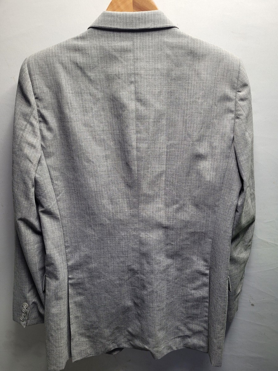 Yves Saint Laurent Blazer Mens 44R Grey 2 Button Pin Striped