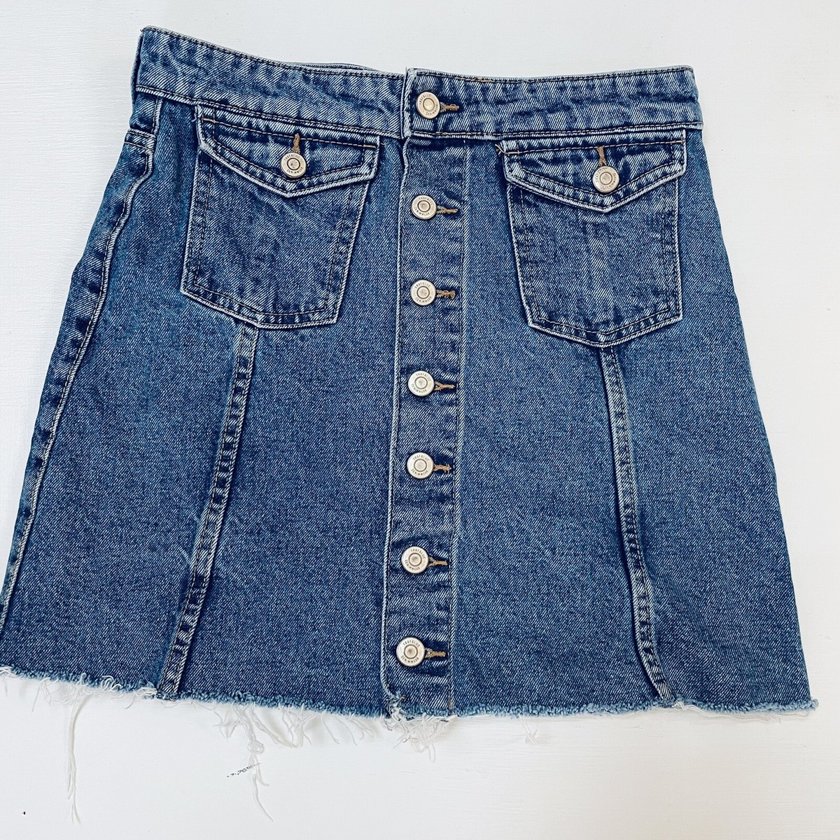 Zara Denim Mini Skirt Button Front Pencil Size M