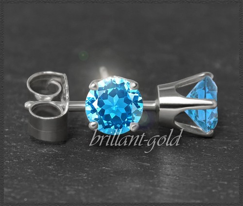 Ohrstecker in 585 Gold, aquamarin-blaue Topase 4, 5, 6, 7 mm, Gelbgold, Weißgold - Bild 7 von 16