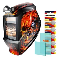 TRQWH Auto Darkening Welding Helmet with LED Light Solar Powered 4 Arc Sensors