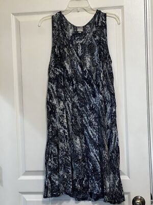 Navy Blue Sun Dress Petite MED CONVERSE ONE STAR Skater white gray casual  Rayon