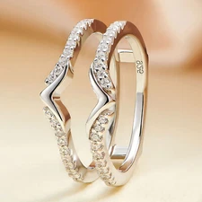 Ring Wrap Enhancer for Engagement Wedding Ring Band 925 Sterling Silver 5A CZ