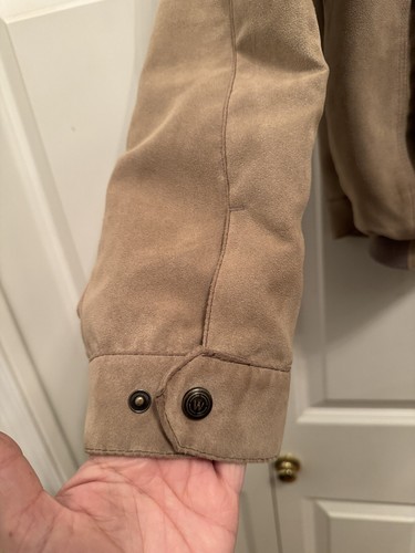 Weatherproof Tan Faux Suede Full Zip Jacket Mens Size Large Vintage - Picture 2 of 8