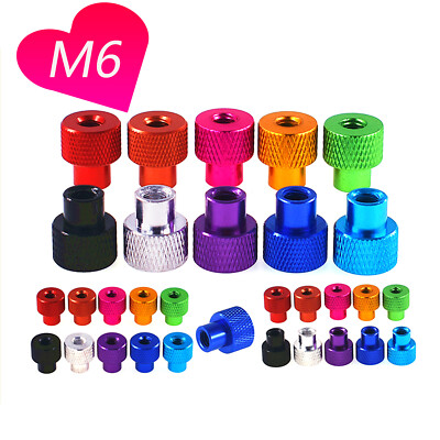 M6 Metric Coloured Knurled Through Thumb Nuts Aluminum Hand Turn Knobs Din 466