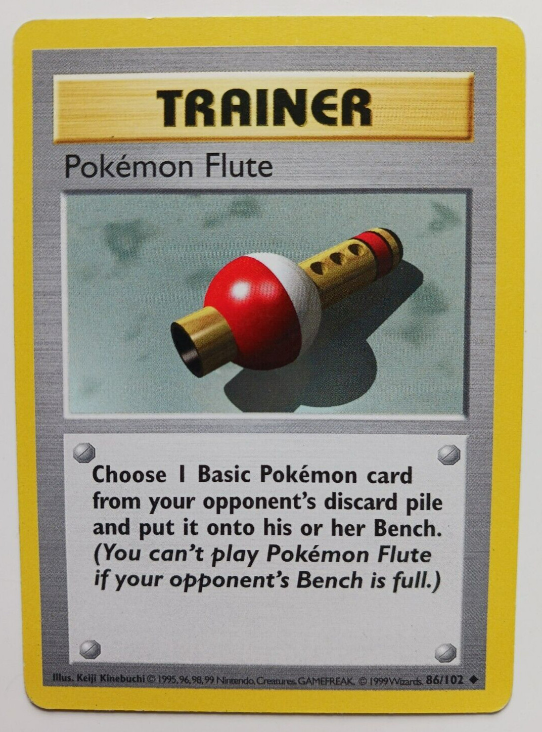 Pokemon Flute Pokemon Card Shadowless Base Set WOTC 86/102 Rare Vintage 1999 LP