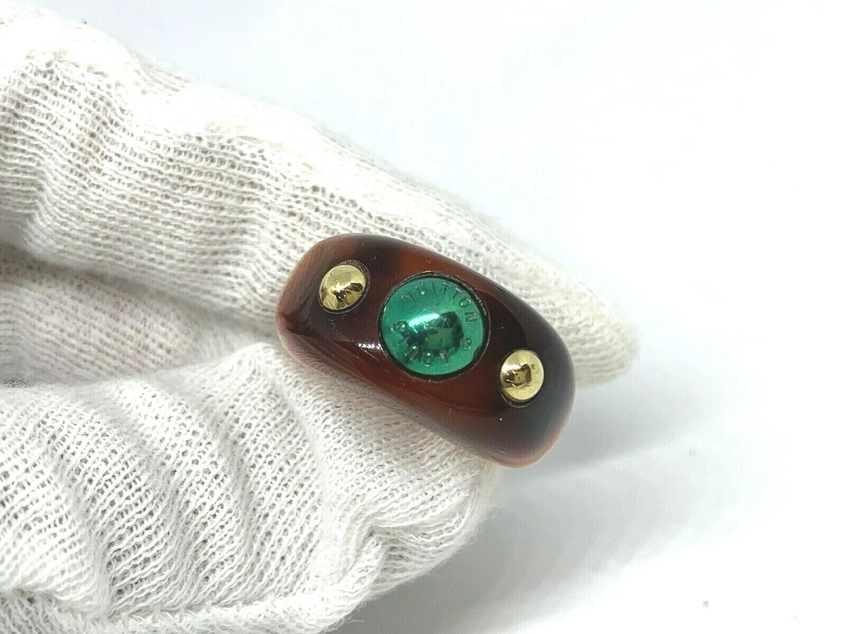 LOUIS VUITTON Two Tone Studded Resin Vintage Brown Ring 6US Size