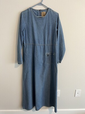 modest denim dress Long Blue SIZING TIPS Fit NEW Modest Simple Midi Denim