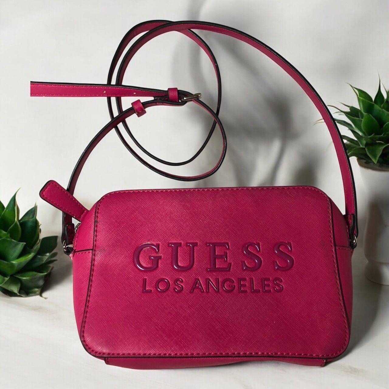 Guess Solid Crossbody Bag with Adjustable Strap a… - image 1