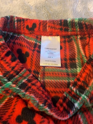 Size 4 Disney Mickey Mouse Head Red Green Black Plaid Holiday Pajama Pants New - Picture 3 of 4