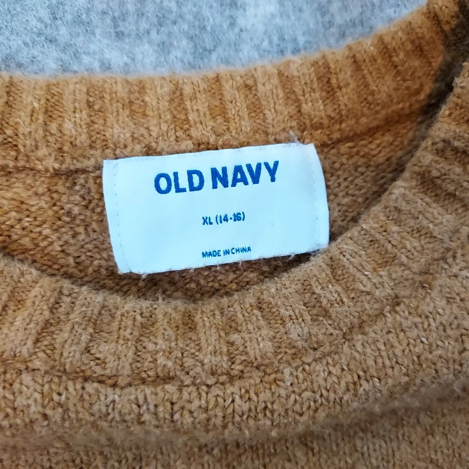 Suéter Cuello Redondo Marrón Tejido Uniforme Escolar Academia OLD NAVY Niños XLarge 14-16 Foto 3 de 4