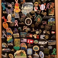Large Mixed Lot Assorted Enamel Lapel Pins  Pinbacks Travel USA Flags AF