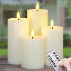 Outdoor 4pcs Flameless Waterproof Candles with Handy Remote 4" 5" 6" 7" Ivory