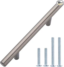 50-Pack Satin Nickel Cabinet Handle 3/8" Diameter - 5.38" Length -3" Hole Center