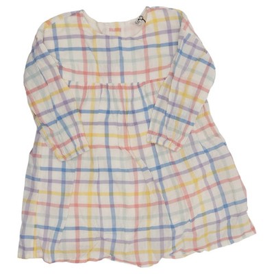 H&M, Kleid, Größe: 92, Weiß/Mehrfarbig, Baumwolle/Elasthan, Karo, Mädchen #wJF