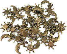 20pcs Vintage Bronze Sun Moon Star Pendant Findings, DIY Crafts Jewelry Making C