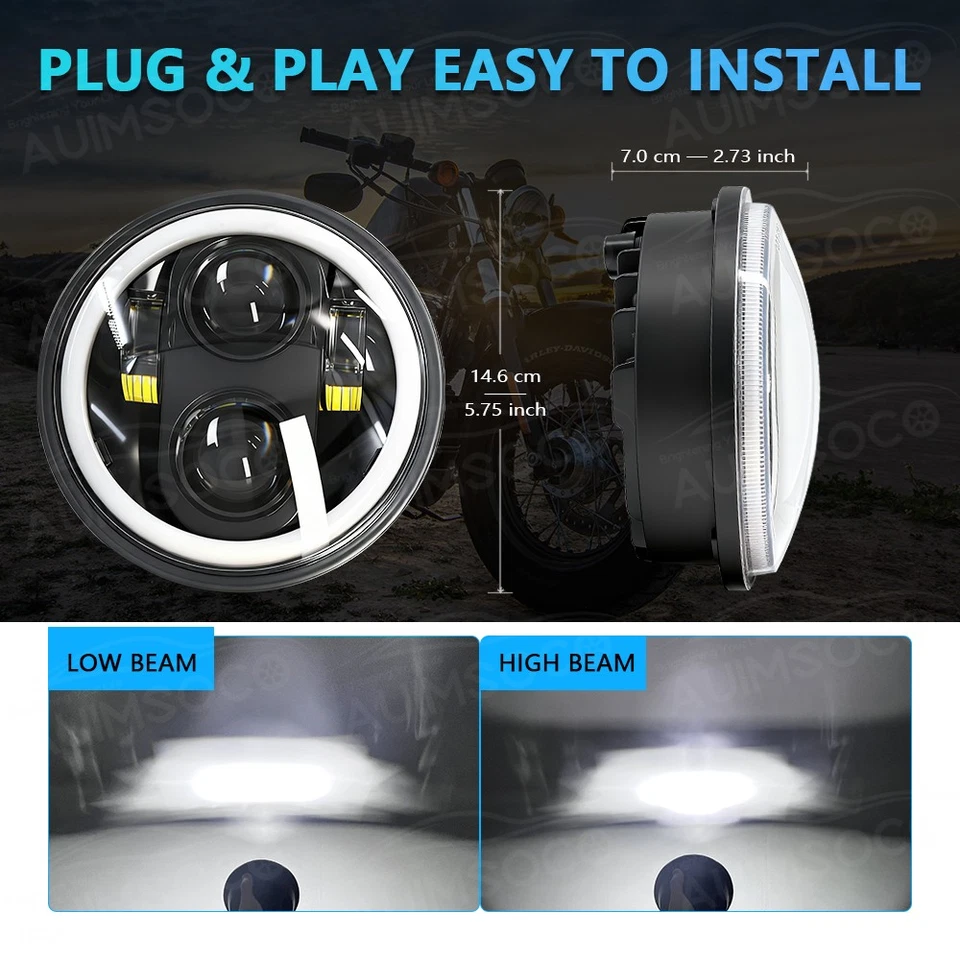 Faros LED de haz alto/bajo DRL para Austin Marina 1973-1974 2 piezas 5,75" 5-3/4 pulgadas Foto 4 de 4