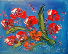 RED FLOWERS Modern Abstract   Original Oil Painting  IMPRESSIONIST Cff3f