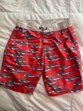 Boden Swim Trunks Boys 15-16Y Red Sharks Board Shorts Pool Beach Vacation