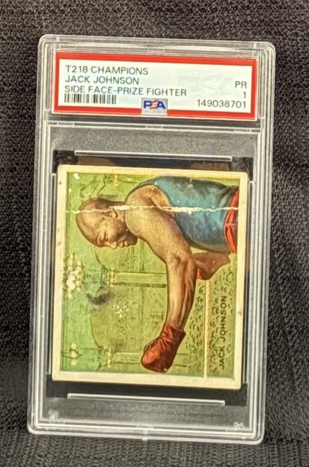 1910 T218 Champions Jack Johnson Side Face Mecca Back Boxing PSA 1