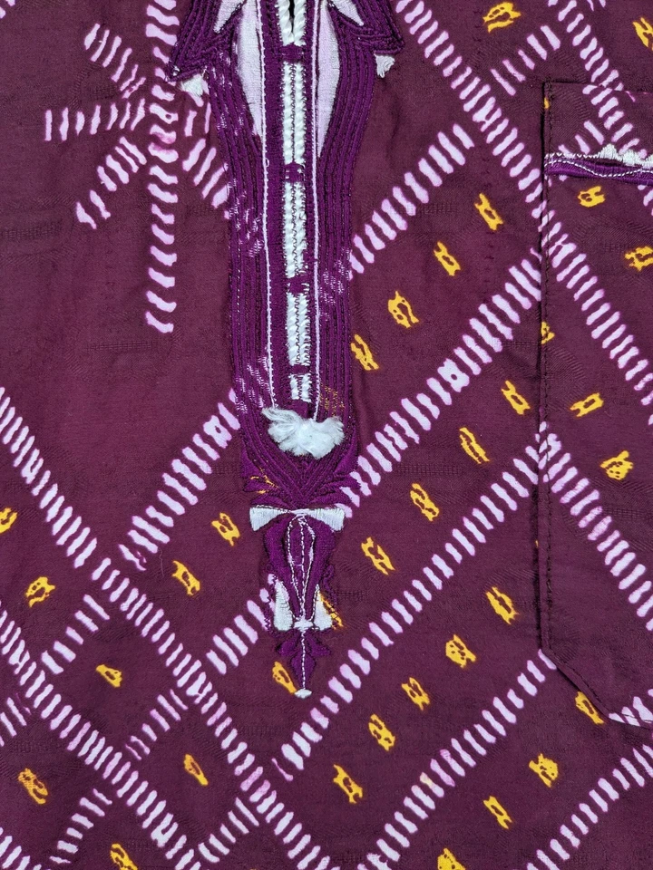 African Dashiki 刺绣紫色蜡染图案上衣 XL–XXL 传统衬衫 — 第 4/4 张图片