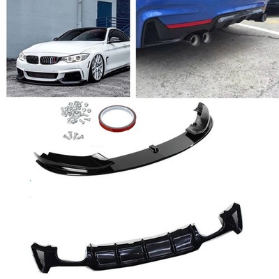 Front Bumper Lip+Rear Diffuser Splitter Lip Fits BMW F32 F33 F36 M Sport 14-2020