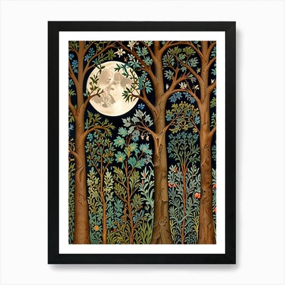 William Morris Moonlight In The Woo Gerahmtes Wandbild Poster Leinwanddruck Bild