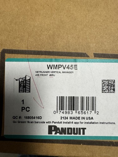 Panduit WMPV45E NetRunner Vertical Cable Manager 45 RU Black