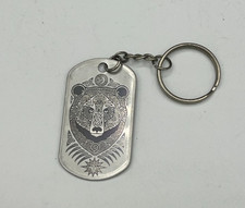 Laser Engraved Dog Tag Keychain Bear design