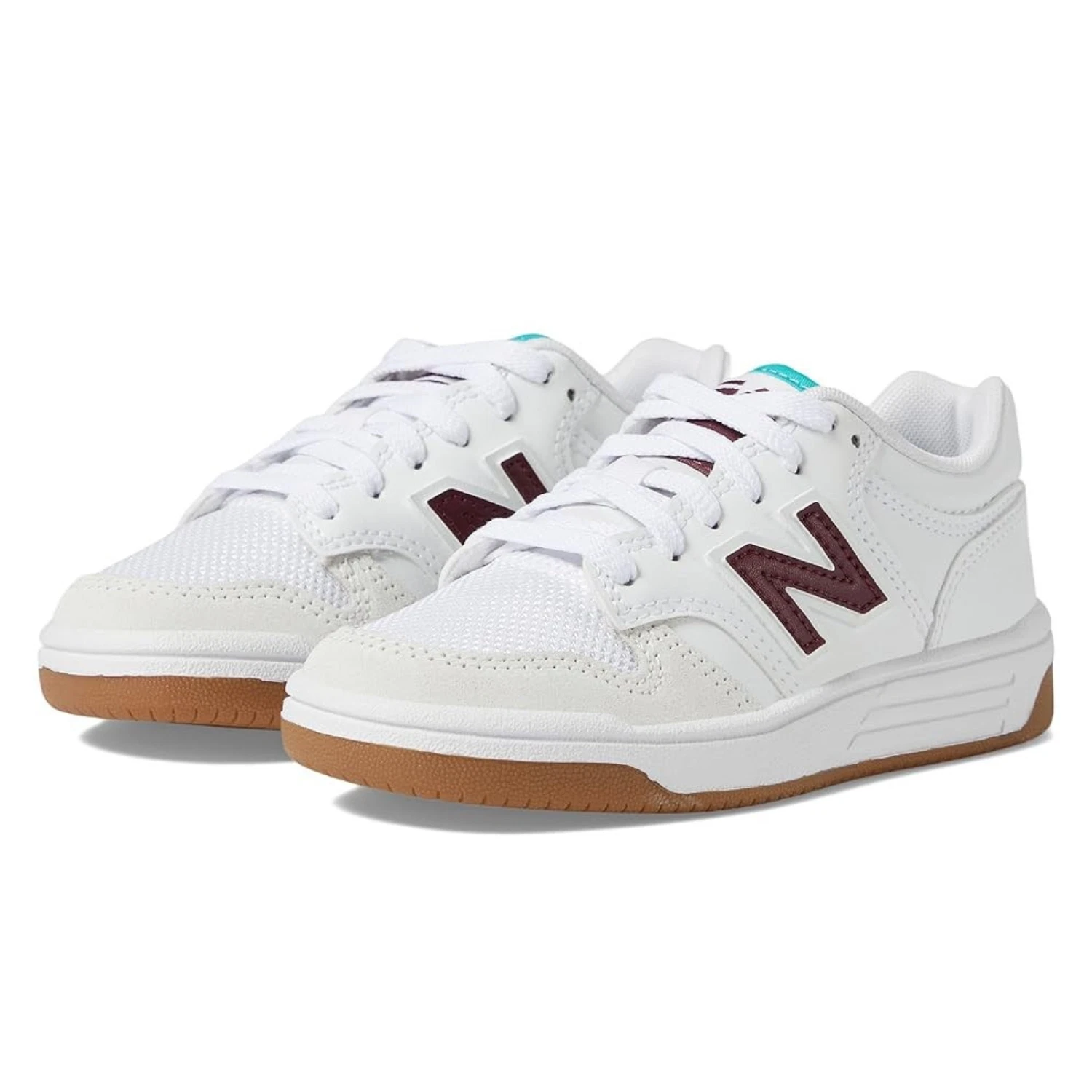 New Balance 480 PSB480FT Sneakers Kids White Burgundy Leather Shoes HTAT599