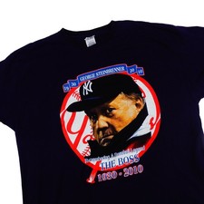 George Steinbrenner The Boss 1930 2010 Blue Yankees T Shirt Knit in USA XXL