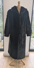 Vintage Pagini Full Length Faux Mink Fur Coat Size 12 fit 14 glossy Brown lined 