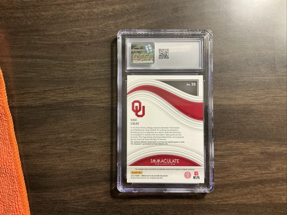 2023 Immaculate Collegiate #32 Eric Gray RPA Rookie Patch Auto 26/99 CGC 8.5 - Image 3 of 4