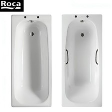 Roca 1700 x 700mm Steel Bath 2 Tap Holes  & Anti-Slip + Legs - Choice of Grips