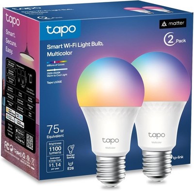 Smart Light Bulbs WiFi Dimmable 1100 Lumens 16M Colors Tapo L535E 2 Pack TP-Link