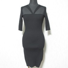 GANNI Cutout Rib Knit Dress, Fitted Dress, Size XS, Black Women USED