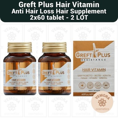 Greft Plus Hair Vitamin for  Anti Hair Loss Hair Supplement - 2×60 Tablets