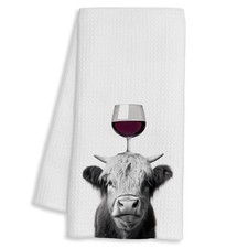 FTKBGHY Funny Wine Cow Kitchen Towels, Gifts for Lovers, 16x24,
