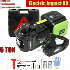 Electric Car Jack w/ Tire Inflator Pump 5 Ton 12V Hydraulic Car Floor Jack Kit