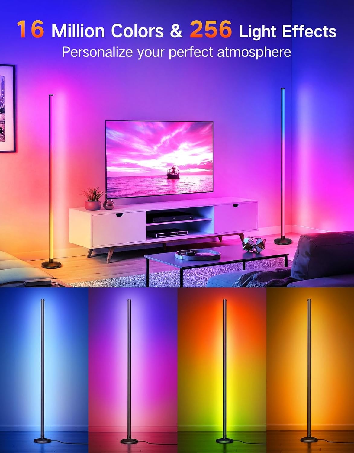 OUTON Lampada da Terra LED, RGBCW Dimmerabile Piantana con Telecomando | Control foto 3