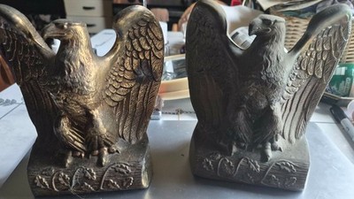brass or bronze bald eagle bookends