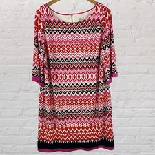Eliza J Womens Size 18 W Dress Shift Knee Length Half Sleeve Pink Stretchy Plus